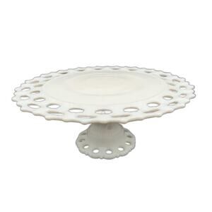 Milk glass cake stand: Westmoreland Doric Lace Pattern